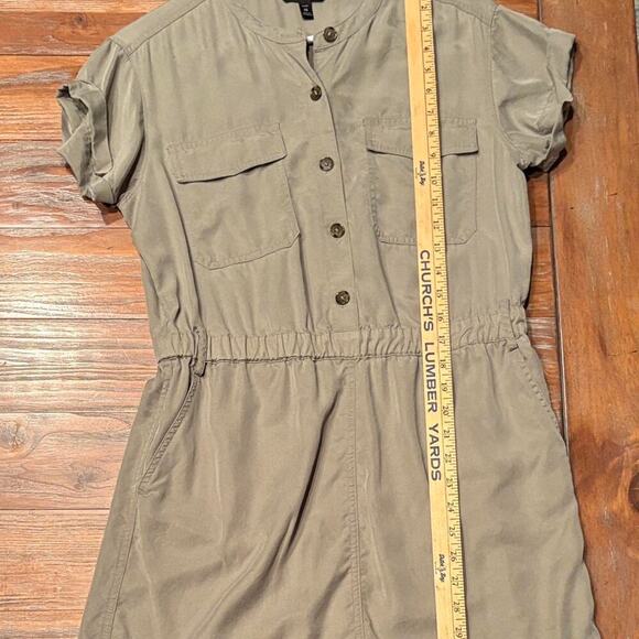 Banana Republic Safari Utility Dress Olive Button Front Modern Minimal Style MP - Picture 6 of 9